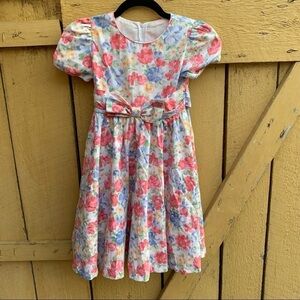 Vintage Sylvia Whyte Floral Dress Girl Cottagecore
